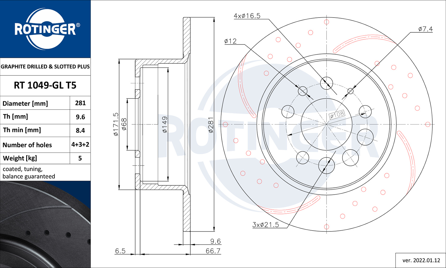 ROTINGER Féktárcsa, mind RT1049-GLT5_ROT